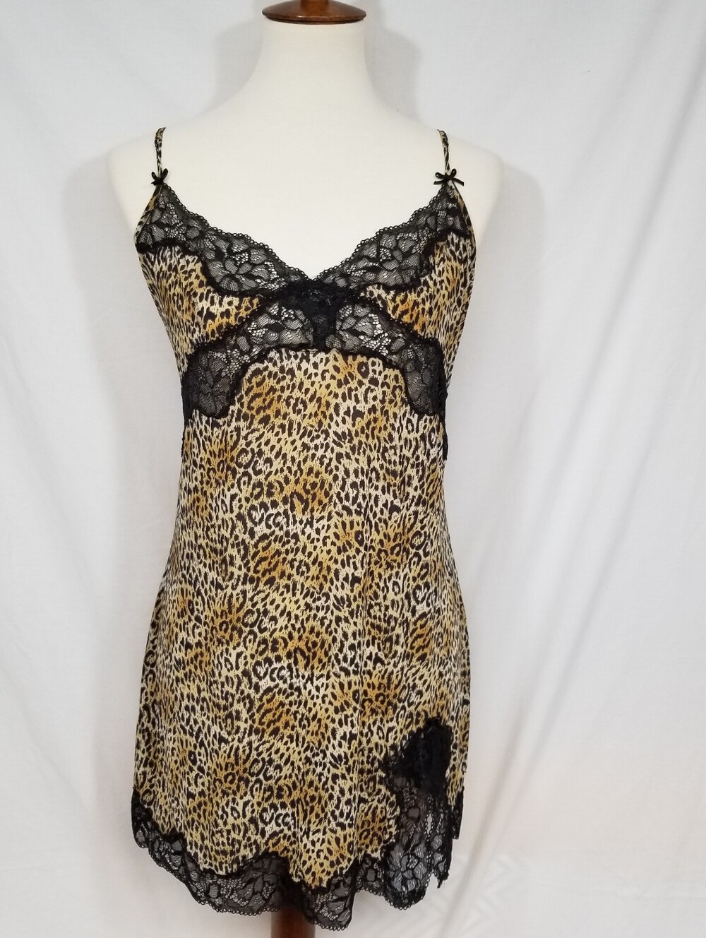 Victoria's Secret Leopard Print With Lace Womens Large Chemise Babydoll Lingerie